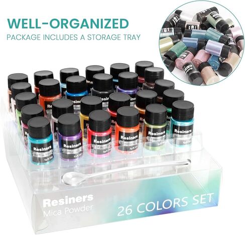 مسحوق ميكا الحرباء من الراتنج، مسحوق صبغة تغيير اللون 24 * 5 جم، مجموعة مسحوق ميكا راتنجات الإيبوكسي للأكواب، والحرف الفنية من الراتنج، والرسم، والطلاء، وطلاء الأظافر، وظلال العيون، والشموع وصناعة الصابون in Kuwait