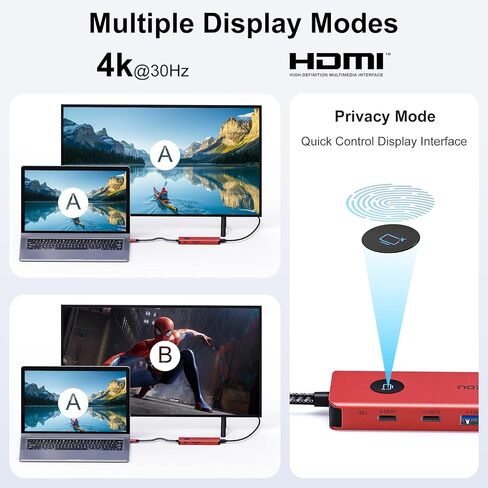 USB C HUB 8 in 1, USB C HUB Multiport Adapter with USB C to 4K HDMI, 2*USB-A 3.0, 2*USB-C 3.0-Data Port, 4K HDMI, PD 100W & SD/TF Card Reader, Dongle Adapter USB C HUB for MacBook/Laptops/iPhone Red in Saudi Arabia