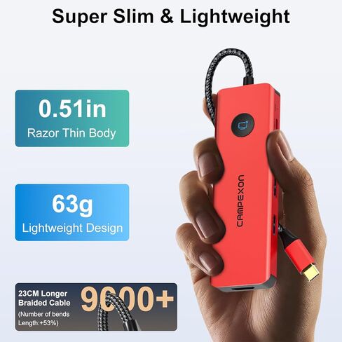 USB C HUB 8 in 1, USB C HUB Multiport Adapter with USB C to 4K HDMI, 2*USB-A 3.0, 2*USB-C 3.0-Data Port, 4K HDMI, PD 100W & SD/TF Card Reader, Dongle Adapter USB C HUB for MacBook/Laptops/iPhone Red in Saudi Arabia