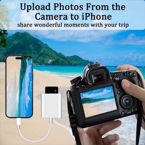 [معتمد من Apple MFi] قارئ بطاقة Apple Lightning إلى SD لهاتف iPhone، قارئ بطاقة الذاكرة Trail Game Camera Viewer لجهاز iPhone iPad، محول بطاقة SD إلى iPhone 14 13 12 11 XS XR X 8 7 iPad، التوصيل والتشغيل in Kuwait