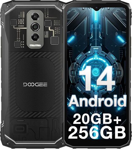 DOOGEE Blade 10 هاتف متين للغاية غير مقفل، ذاكرة وصول عشوائي 20 جيجابايت + ذاكرة تخزين داخلية 256 جيجابايت نظام Android 14 هاتف ذكي متين، شاشة 6.56 بوصة 90 هرتز، كاميرا 50 ميجابكسل، بطارية 5150 مللي أمبير، هواتف مقاومة للماء IP68/IP69K، معرف الوجه/NFC/GPS in Saudi Arabia