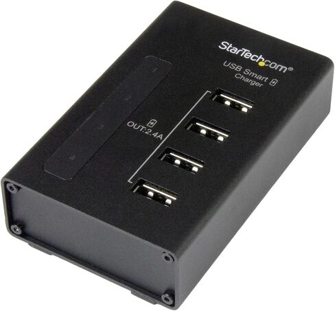محطة شحن StarTech.com ذات 4 منافذ لأجهزة USB مع الشحن الذكي - 48 وات/9.6 أمبير - محطة شحن USB مخصصة لسطح المكتب متعددة الأجهزة (ST4CU424) in Saudi Arabia