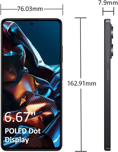 Xiaomi Poco X5 PRO 5G + 4G Volte Global مفتوح 256 جيجابايت + 8 جيجابايت GSM 6.67 بوصة 108 ميجابكسل Pro كاميرا ثلاثية (فقط Tmobile Mint Tello USA Market) + (حزمة شاحن السيارة السريعة 51 واط) (أسود (الإصدار العالمي)) in Saudi Arabia