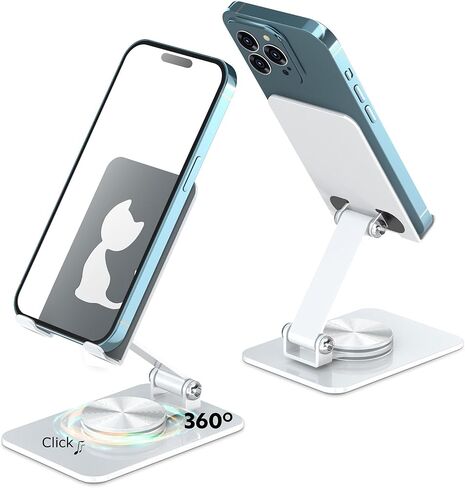 VViN 360° Rotating Cell Phone Stand for Desk - Fully Adjustable Foldable Desktop Phone Holder, Non-Slip Metal Base for All Phones 15 14 13 12 11 XR Pro Max - Multi-Angle Viewing (Black) in Saudi Arabia