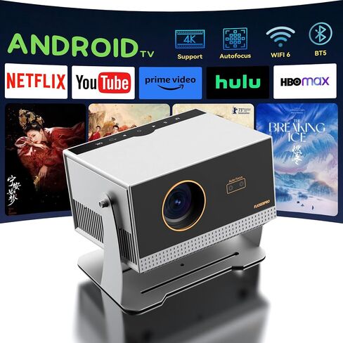 [Auto Focus& Auto Keystone] FLICKERPRO H1 4K Projector, WiFi6 and BT5, Android 12.0,700 ANSI, 3D Movie Projector, Outdoor Projector support USB/HDMI/PC/TV/Game console for Movies & Videos in Saudi Arabia
