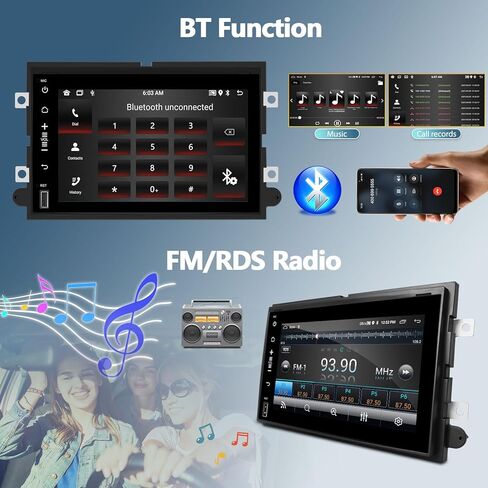 ستيريو سيارة 2G+64G Android 13 لسيارة Ford F150 F250 F350 Fusion Edge Explorer Taurus Freestar مع Apple Carplay Android Auto، راديو سيارة بشاشة لمس 7 بوصات مع WiFi/GPS، بلوتوث، FM/RDS+كاميرا احتياطية in Saudi Arabia
