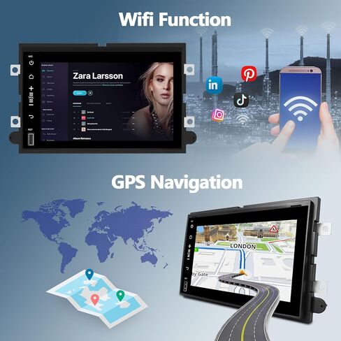 ستيريو سيارة 2G+64G Android 13 لسيارة Ford F150 F250 F350 Fusion Edge Explorer Taurus Freestar مع Apple Carplay Android Auto، راديو سيارة بشاشة لمس 7 بوصات مع WiFi/GPS، بلوتوث، FM/RDS+كاميرا احتياطية in Saudi Arabia