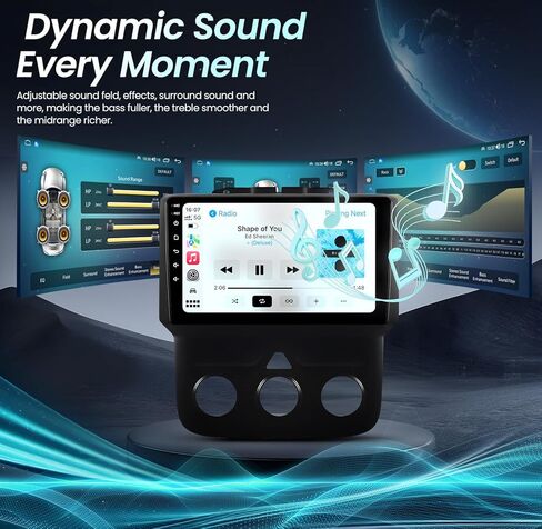 ستيريو راديو السيارة لدودج رام 1500 2500 3500 2013-2018 مع CarPlay اللاسلكي وAndroid Auto 2+64G استبدال الراديو 9 بوصة HD تعمل باللمس بلوتوث FM GPS (تناسب فقط التيار المتردد اليدوي) in Kuwait