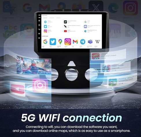 ستيريو راديو السيارة لدودج رام 1500 2500 3500 2013-2018 مع CarPlay اللاسلكي وAndroid Auto 2+64G استبدال الراديو 9 بوصة HD تعمل باللمس بلوتوث FM GPS (تناسب فقط التيار المتردد اليدوي) in Kuwait