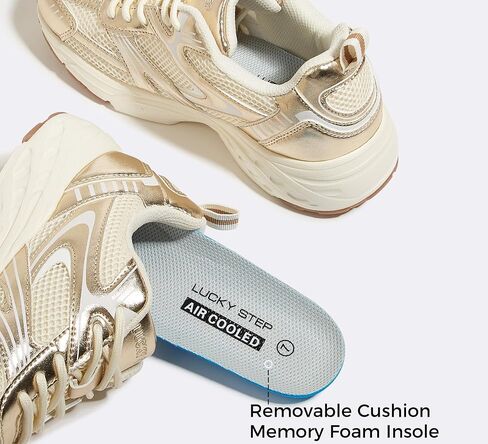LUCKY STEP Women's Mesh Casual Fashion Sneakers Lace Up | Lightweight Running | Non Slip Breathable | Chunky in Saudi Arabia