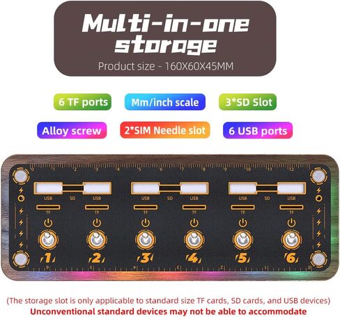 Power watt Display Wireless Voice Control 6-Port USB3.2 10Gbps Hubs Independent Switch,Type-C Splitter USB Expander,USB Drive Case,SD/TF Card Storage Box,Creative Gifts-06RY2 in Saudi Arabia