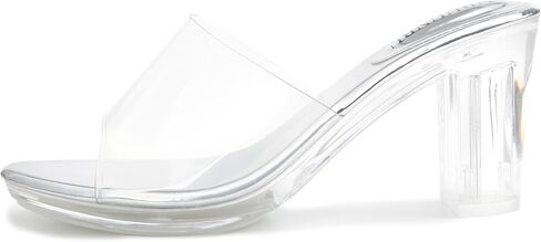 NBUUNBU Clear Chunky Heels for Women Sexy Block Platform High Heels Sandals Open Toe Transparent Strap Comfortable Shoes Slip on Mules in Saudi Arabia
