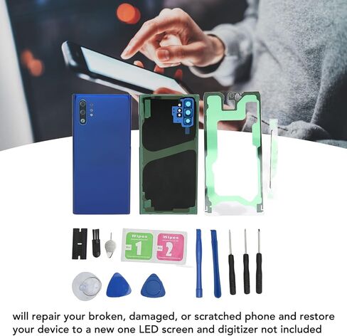 Replacement Rear Glass Cover Front Outer Screen Glass Cover Set for Galaxy Note 10 Plus. (Black) in Saudi Arabia