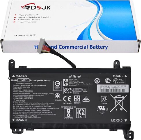 FM08 Laptop Battery for HP Omen 17-AN008CA 17-AN013TX 17-AN014TX 17-AN014NG 17-AN020CA 17-AN030CA 17-AN124CL HSTNN-LB8B 922752-421 922753-421 922976-855 922977-855 16-Pin Connector 14.4V 86Wh/5973mAh in Saudi Arabia
