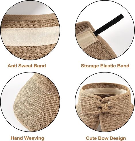 Beach Hat for Women, Wide Brim Sun Straw Hat for Women, Sun Hat Womens UPF 50+ UV Protection, Floppy Foldable Summer Hat in Kuwait