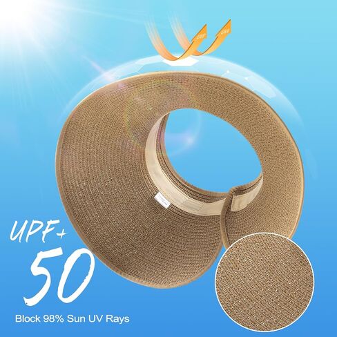 Beach Hat for Women, Wide Brim Sun Straw Hat for Women, Sun Hat Womens UPF 50+ UV Protection, Floppy Foldable Summer Hat in Kuwait