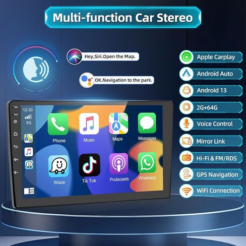 Podofo 2+64G راديو ستيريو للسيارة لسيارة شيفروليه تشيفي ماليبو 2009-2014 مع CarPlay Android Auto 9 بوصة شاشة تعمل باللمس صوت بلوتوث مع نظام تحديد المواقع العالمي (GPS) ومرآة وصلة WiFi RDS Hi-Fi كاميرا احتياطية وميكروفون in Saudi Arabia