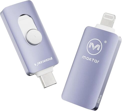MAKTAR - Piconizer 4, Automatic iPhone Photo Backup Storage Device, iPhone USB Flash Drive, External Storage for iPhone Photos and Videos, External Backup Drive for iPhone and iPad - Purple, 256GB in Saudi Arabia