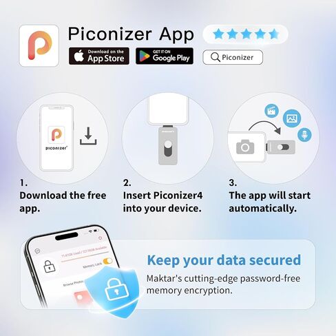MAKTAR - Piconizer 4, Automatic iPhone Photo Backup Storage Device, iPhone USB Flash Drive, External Storage for iPhone Photos and Videos, External Backup Drive for iPhone and iPad - Purple, 256GB in Saudi Arabia