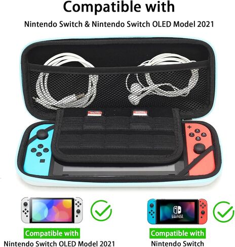 Blue Cat Paw Carrying Storage Case Compatible with Nintendo Switch/Switch OLED Model, Portable Travel Hard Shell Bag with Hand Strap in Saudi Arabia