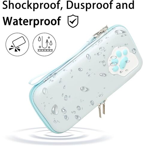 Blue Cat Paw Carrying Storage Case Compatible with Nintendo Switch/Switch OLED Model, Portable Travel Hard Shell Bag with Hand Strap in Saudi Arabia