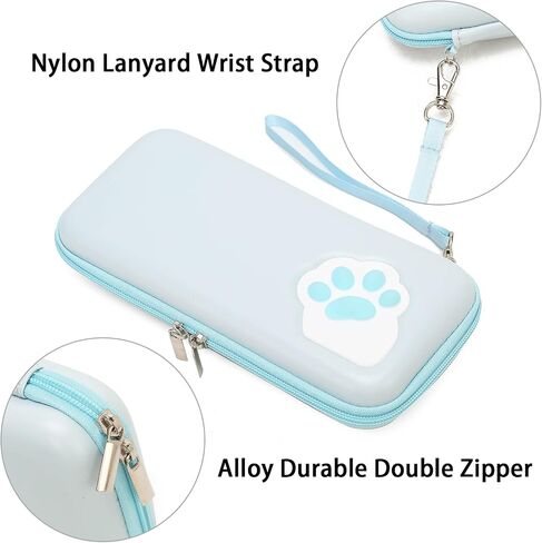 Blue Cat Paw Carrying Storage Case Compatible with Nintendo Switch/Switch OLED Model, Portable Travel Hard Shell Bag with Hand Strap in Saudi Arabia