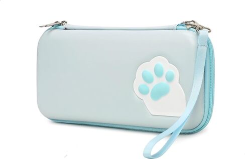 Blue Cat Paw Carrying Storage Case Compatible with Nintendo Switch/Switch OLED Model, Portable Travel Hard Shell Bag with Hand Strap in Saudi Arabia