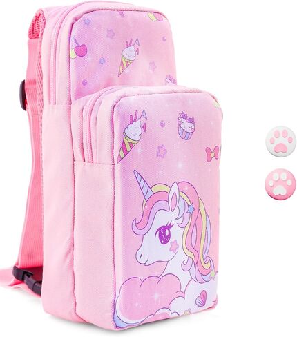 GOODVANCE Pink Strawberry Travel Carrying Case for Nintendo Switch/ Lite/OLED, Cute Waterproof Crossbody Shoulder Bag Storage Backpack, Portable Chest Gaming Bag for NS SD Console Dock & Accessories in Saudi Arabia