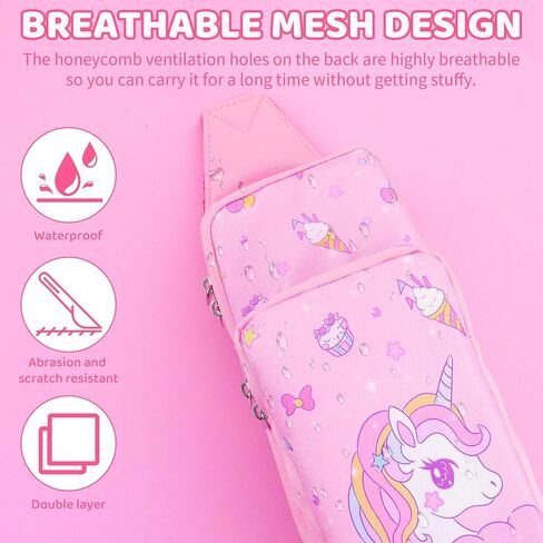 GOODVANCE Pink Strawberry Travel Carrying Case for Nintendo Switch/ Lite/OLED, Cute Waterproof Crossbody Shoulder Bag Storage Backpack, Portable Chest Gaming Bag for NS SD Console Dock & Accessories in Saudi Arabia