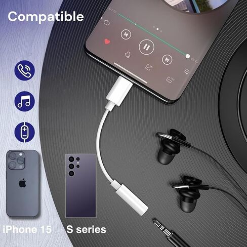 (عبوتان) محول مقبس سماعة رأس أنثى USB من النوع C إلى 3.5 مم، سلك كابل USB C إلى Aux Audio Dongle متوافق مع iPhone 15 Plus/15 Pro Max وSamsung Galaxy S24 S23 S22 S21 Ultra وPixel وiPad Pro in Saudi Arabia