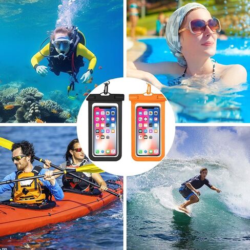 OHIFAST Waterproof Phone Pouch, IPX8 Waterproof Cell Phone Case for iPhone 15 14 13 Pro Max Plus Galaxy S22 S23 up to 7" Essential Dry Bag for Beach Cruise Ship, 2 Pack(Black+Black) in Saudi Arabia