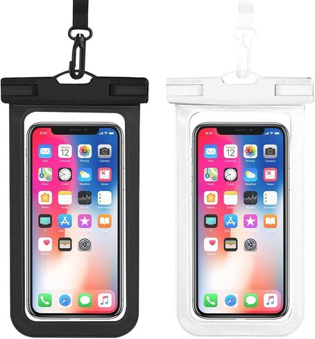 OHIFAST Waterproof Phone Pouch, IPX8 Waterproof Cell Phone Case for iPhone 15 14 13 Pro Max Plus Galaxy S22 S23 up to 7" Essential Dry Bag for Beach Cruise Ship, 2 Pack(Black+Black) in Saudi Arabia
