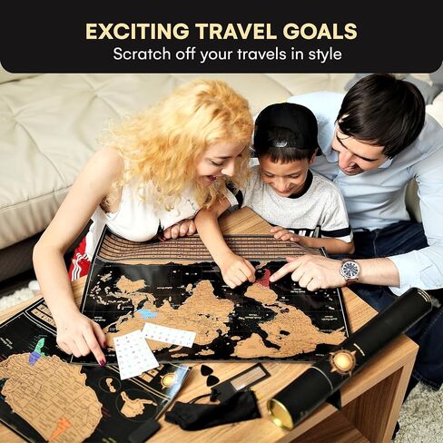 Scratch Off World Map Poster And Deluxe United States Map – Includes Complete Accessories Set & All Country Flags – Premium Wall Art Gift for Travelers, Map of the World in Saudi Arabia