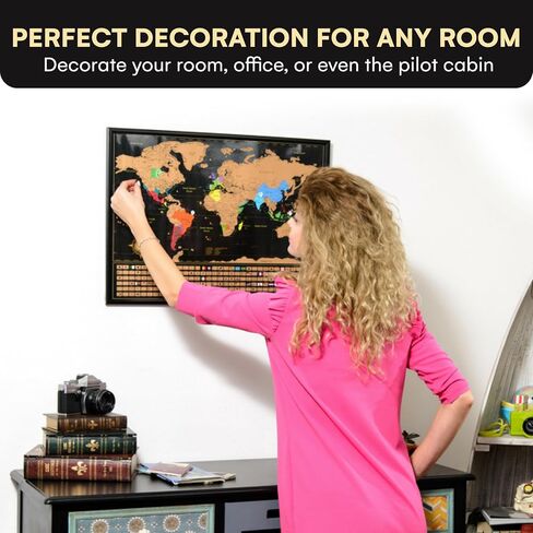 Scratch Off World Map Poster And Deluxe United States Map – Includes Complete Accessories Set & All Country Flags – Premium Wall Art Gift for Travelers, Map of the World in Saudi Arabia