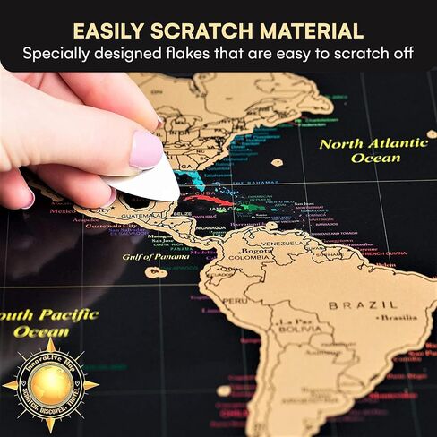 Scratch Off World Map Poster And Deluxe United States Map – Includes Complete Accessories Set & All Country Flags – Premium Wall Art Gift for Travelers, Map of the World in Saudi Arabia