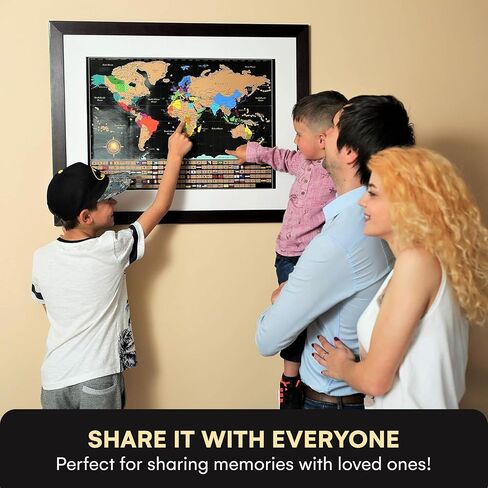 Scratch Off World Map Poster And Deluxe United States Map – Includes Complete Accessories Set & All Country Flags – Premium Wall Art Gift for Travelers, Map of the World in Saudi Arabia