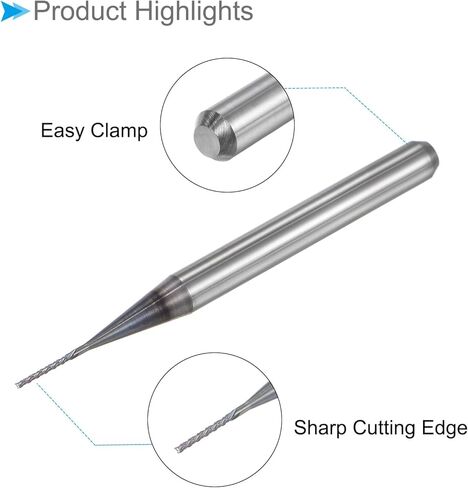 لقم توجيه CNC للمطحنة النهائية، ساق 1/8 بوصة، قطع 9.5 مم بقطر 2 مم، قاطعة طحن من كربيد التنجستين الماسي لليد اليسرى - (التطبيقات: لنقش الحفر باستخدام الحاسب الآلي)، قطعتان in Kuwait