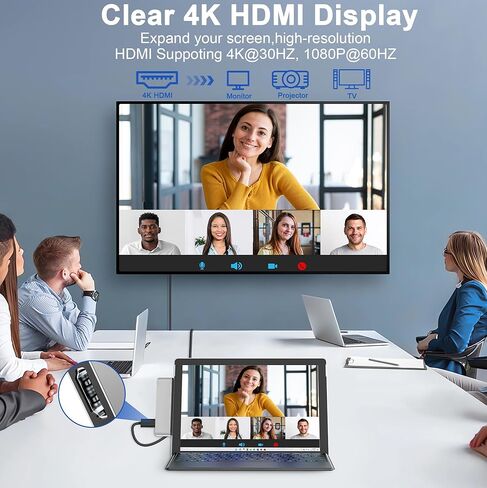 قاعدة تركيب Surface Pro 9، ملحقات Surface Pro 9 مع 4K HDMI، USB-C Thunerbolt 4 (شاشة + بيانات + 100 واط PD)، 2 USB3.0، قارئ بطاقة SD/TF، ​​صوت 3.5 ملم، شاشة عرض ثلاثية Surface Pro 9/10 /11/X محول in Kuwait