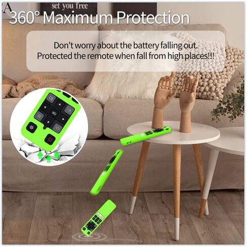 [2 Pack] WQNIDE Case for TCL RC802V FMR1 FNR1 Smart Voice Remote Control, Silicone Protective Cover Shockproof Anti Slip Anti-Lost Glowing(Glowgreen and Glowblue) in Kuwait