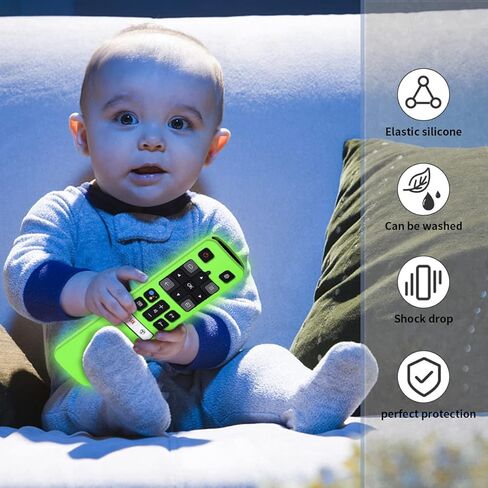 [2 Pack] WQNIDE Case for TCL RC802V FMR1 FNR1 Smart Voice Remote Control, Silicone Protective Cover Shockproof Anti Slip Anti-Lost Glowing(Glowgreen and Glowblue) in Kuwait