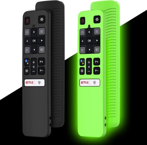 [2 Pack] WQNIDE Case for TCL RC802V FMR1 FNR1 Smart Voice Remote Control, Silicone Protective Cover Shockproof Anti Slip Anti-Lost Glowing(Glowgreen and Glowblue) in Saudi Arabia