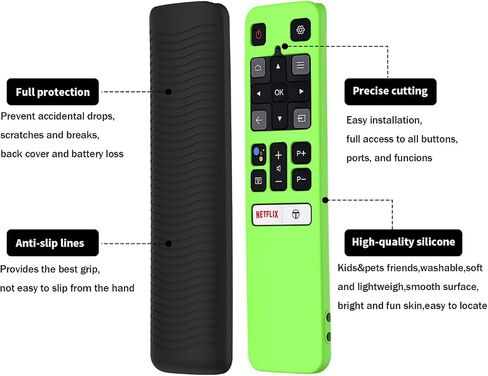[2 Pack] WQNIDE Case for TCL RC802V FMR1 FNR1 Smart Voice Remote Control, Silicone Protective Cover Shockproof Anti Slip Anti-Lost Glowing(Glowgreen and Glowblue) in Saudi Arabia