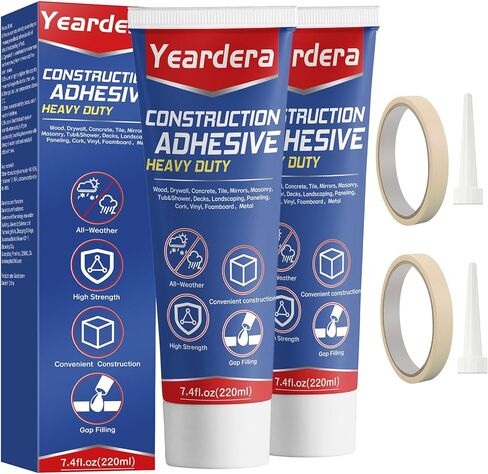 Yeardera Heavy Duty Construction Adhesive, 7.4 Ounce Cement Glue Squeeze Tube, Versatile Construction Glue for Tile, Floor, Stone, Wood, Wall & More, Pack of 1 in Kuwait