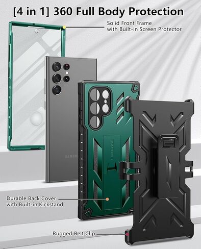 FNTCASE for Samsung Galaxy S22 Ultra Case, Built-in Screen Protector in Kuwait