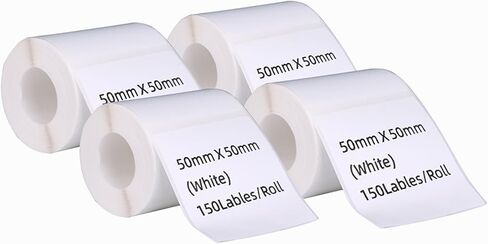Thermal Stickers Compatible with Phomemo M110/120 Label Printer 4 Rolls White 1.96"x 1.96'' (50mm x 50mm) Adhesive Labels for School Home (4, 50 * 50mm) in Saudi Arabia