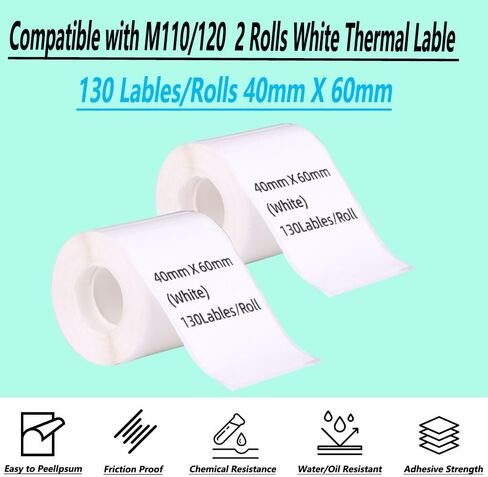 Thermal Stickers Compatible with Phomemo M110/120 Label Printer 4 Rolls White 1.96"x 1.96'' (50mm x 50mm) Adhesive Labels for School Home (4, 50 * 50mm) in Saudi Arabia