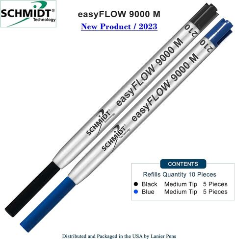 Imprinted Schmidt easyFLOW9000 Ballpoint Refill- Black & Blue Ink, Medium Tip 1.0mm - Pack of 2 in Kuwait