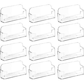 MaxGear 4 Pack Acrylic Business Card Holder for Desk, Clear Plastic Display Stand Fits 50 Business Cards, Elegant Desktop Organizer for Home and Office