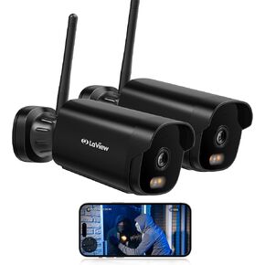 LaView Outdoor Security Cameras 3K 5MP HD,Cameras for Home Security with AI Human Detection,IP65 Waterproof,2-Way Talk,Clear Night Vision,2.4G WiFi,SD Card Slot&US Cloud Storage,Work with Alexa(4pcs)
