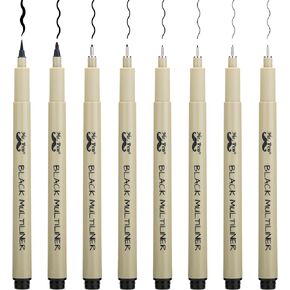 Mr. Pen- Drawing Pens for Artists, 8 Pack Black Multiliner/Fineliner Micro Anime / Sketch Pens, Line Art /Inking Pens, Fine Point Bible Journaling Pens